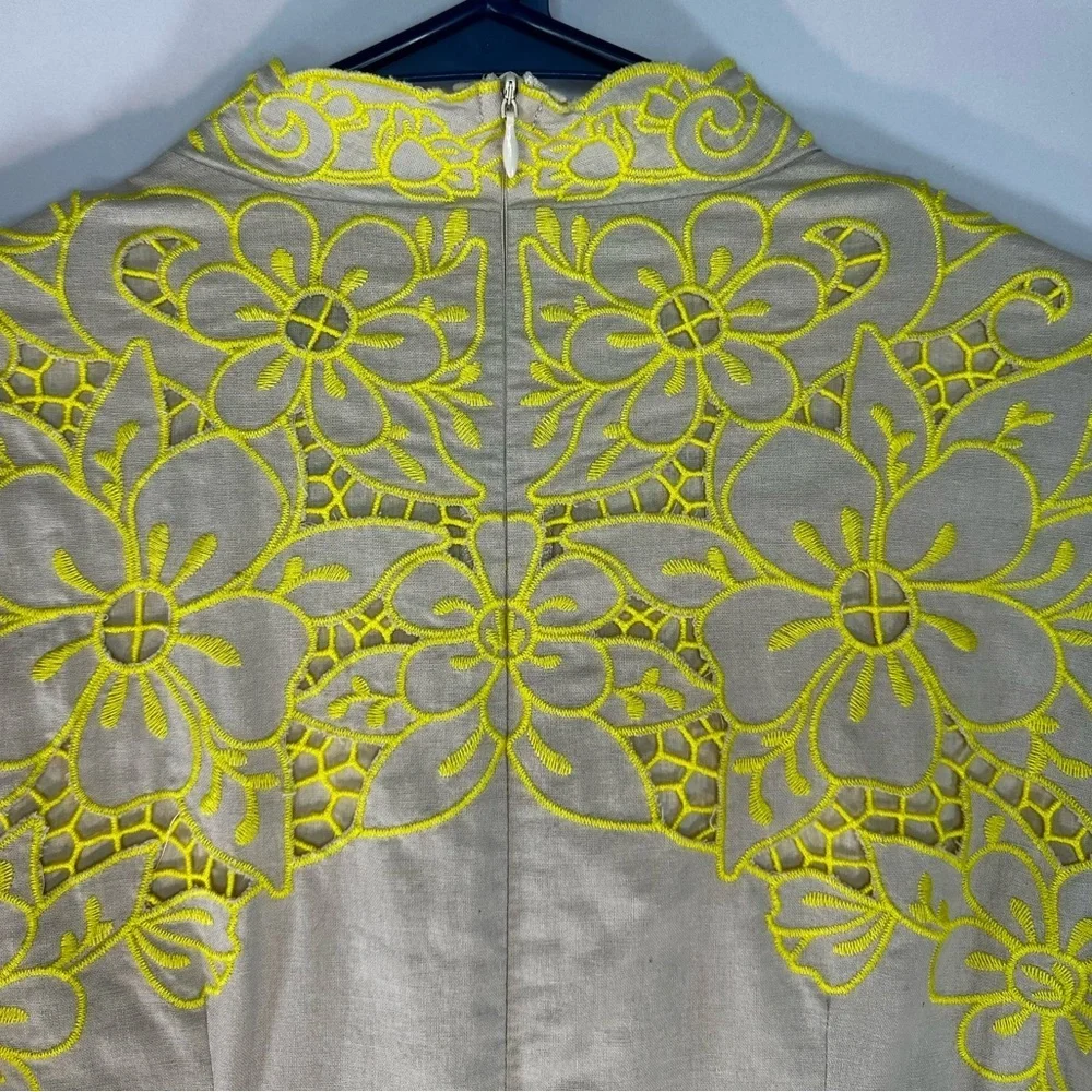 Byrd Maxi Dress Statement Sleeve Yellow Lace Mock Neck Size XS Like New